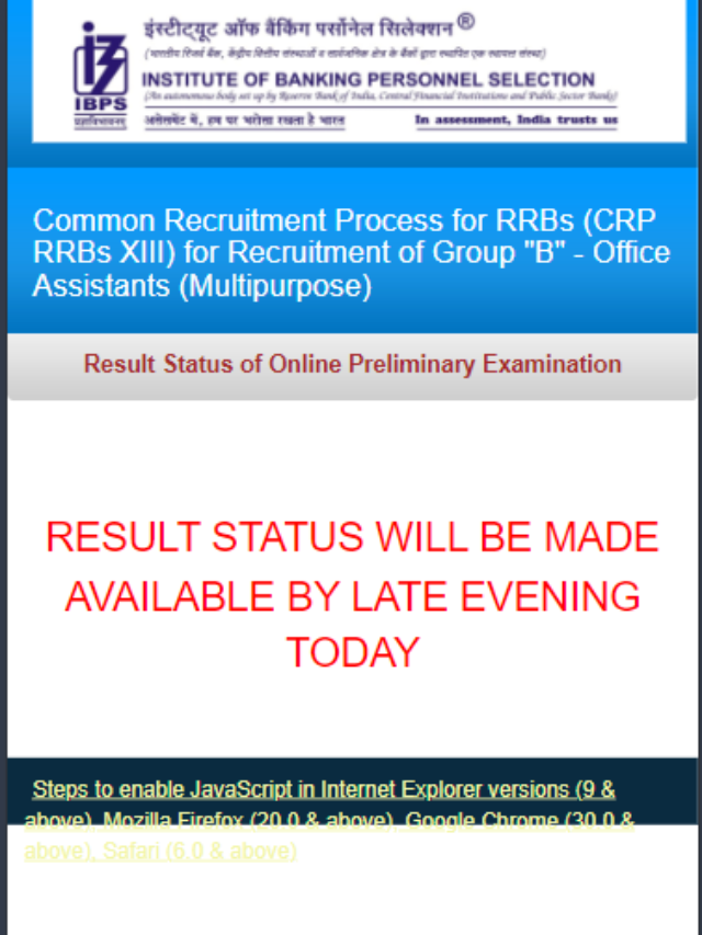 IBPS RRB Clerk Pre 2024 Result